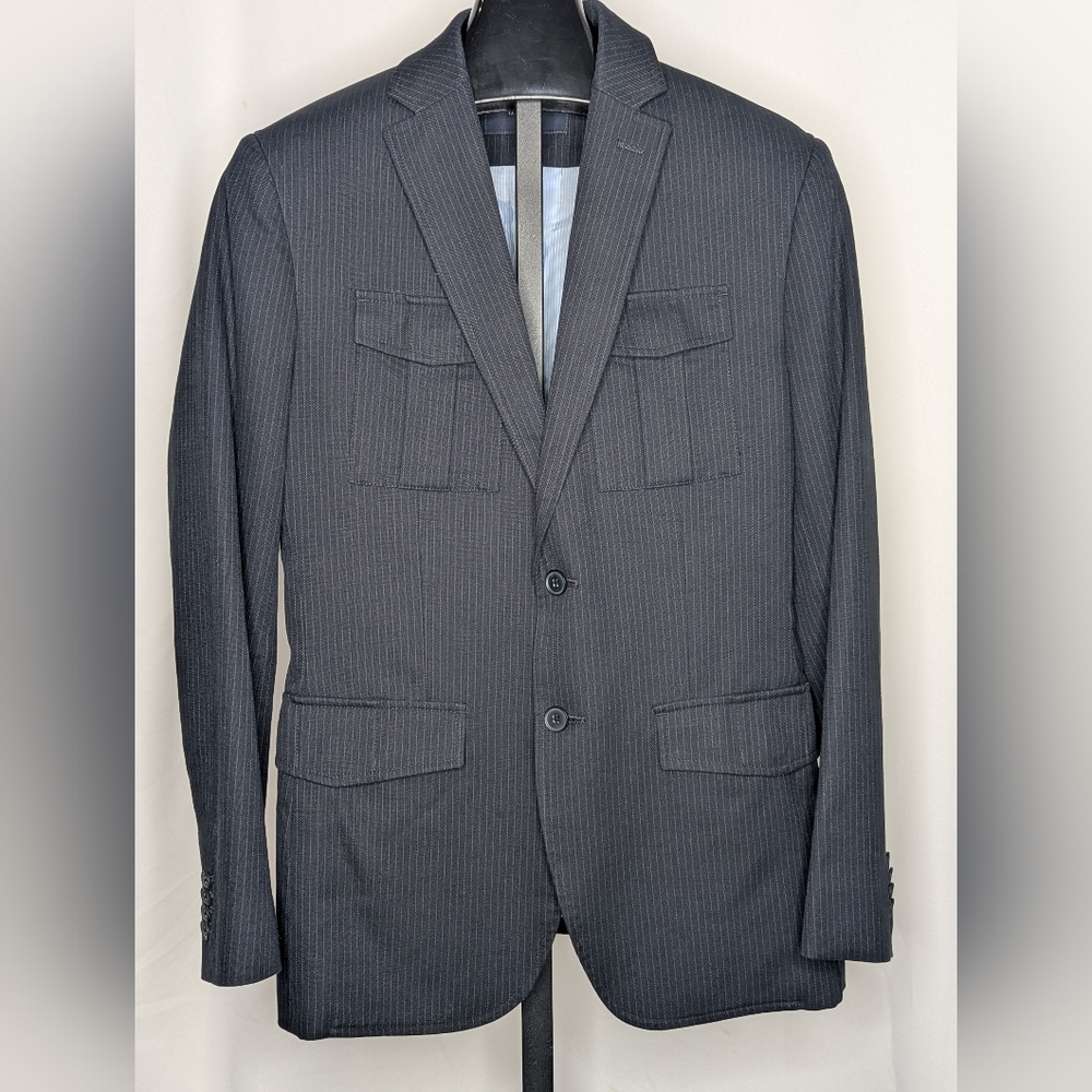 NEW Banana Republic Mens Military Style Sport Coat 38R Dark Gray Tailored